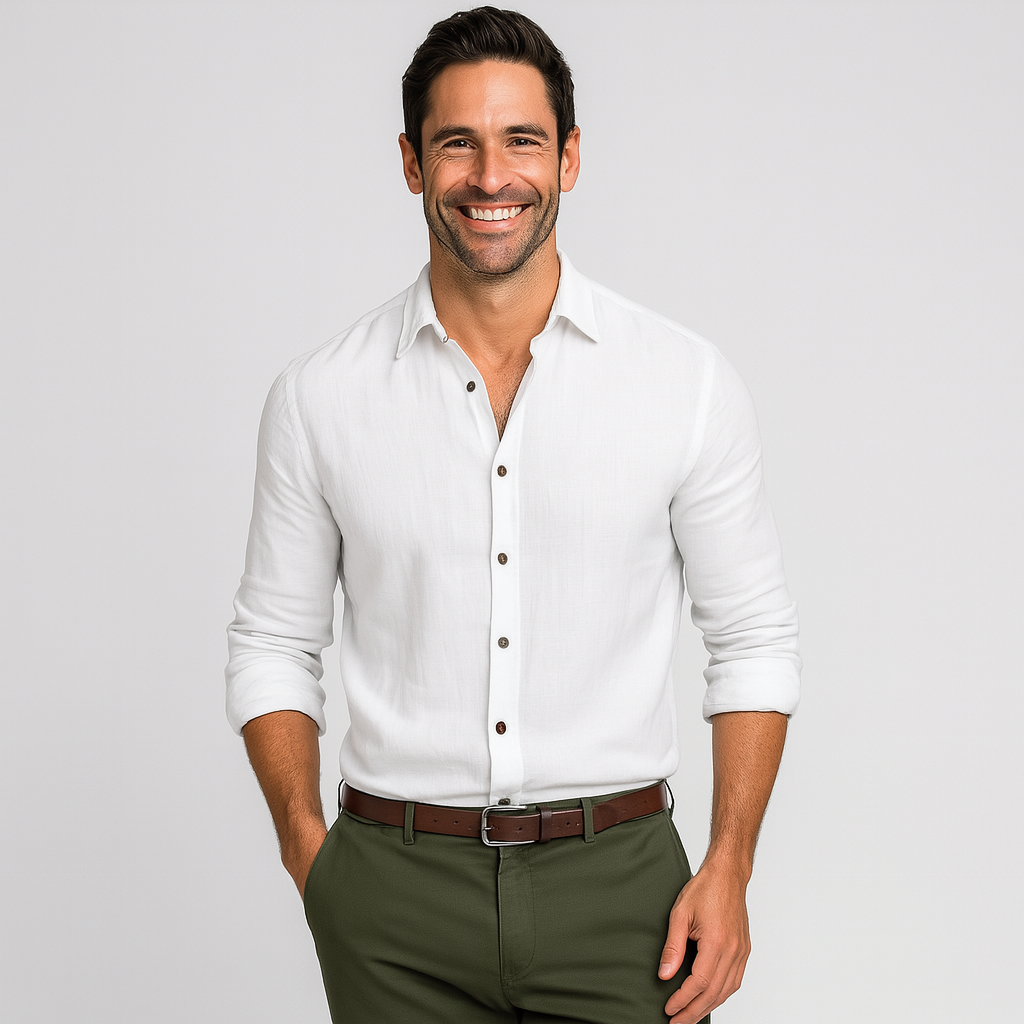 Men's Long Sleeve Vintage Linen Shirt - Breathable & Relaxed Fit