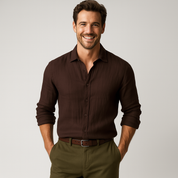 Men's Long Sleeve Vintage Linen Shirt - Breathable & Relaxed Fit