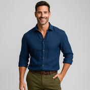 Men's Long Sleeve Vintage Linen Shirt - Breathable & Relaxed Fit