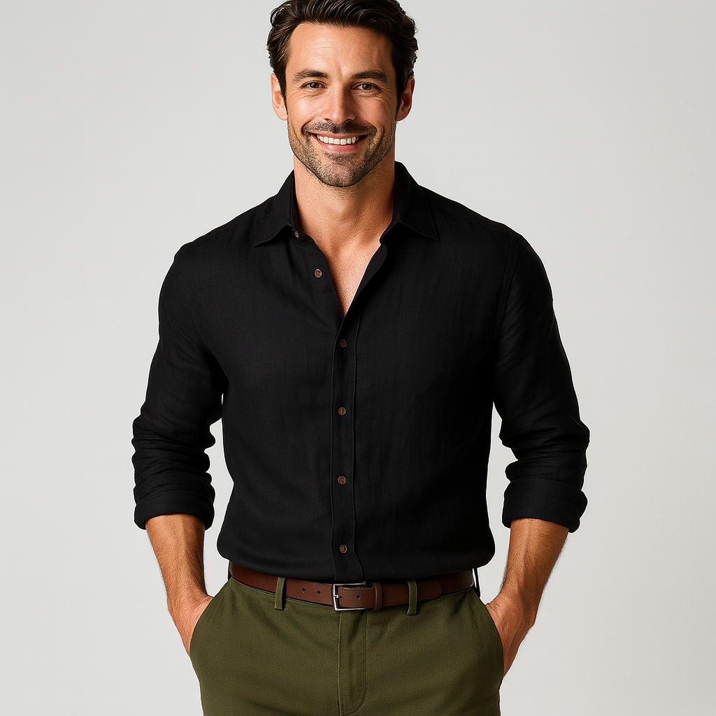 Men's Long Sleeve Vintage Linen Shirt - Breathable & Relaxed Fit