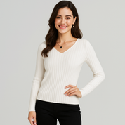 Women's V-Neck Long Sleeve Pullover Top - Stylish Blouse for Women
