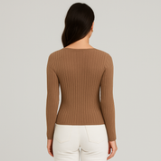 Women's V-Neck Long Sleeve Pullover Top - Stylish Blouse for Women