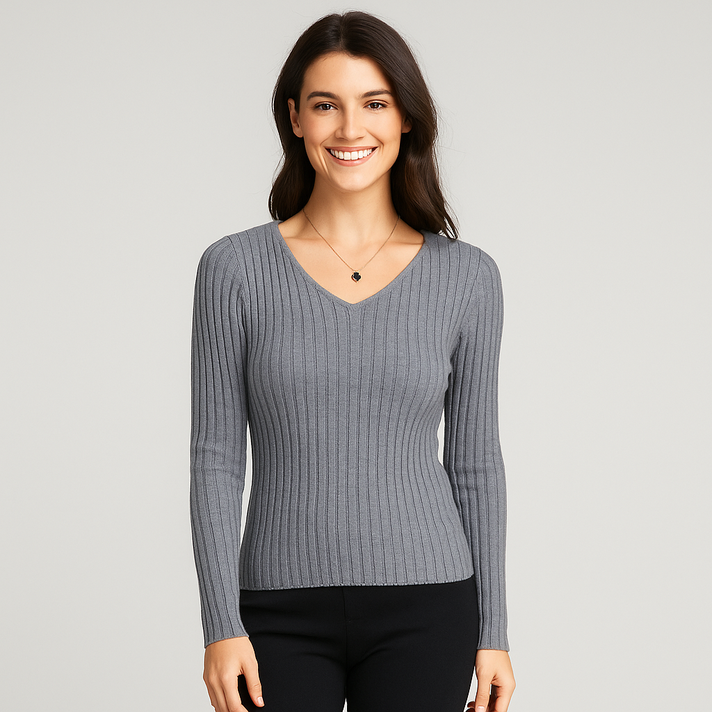 Women's V-Neck Long Sleeve Pullover Top - Stylish Blouse for Women