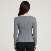 Women's V-Neck Long Sleeve Pullover Top - Stylish Blouse for Women