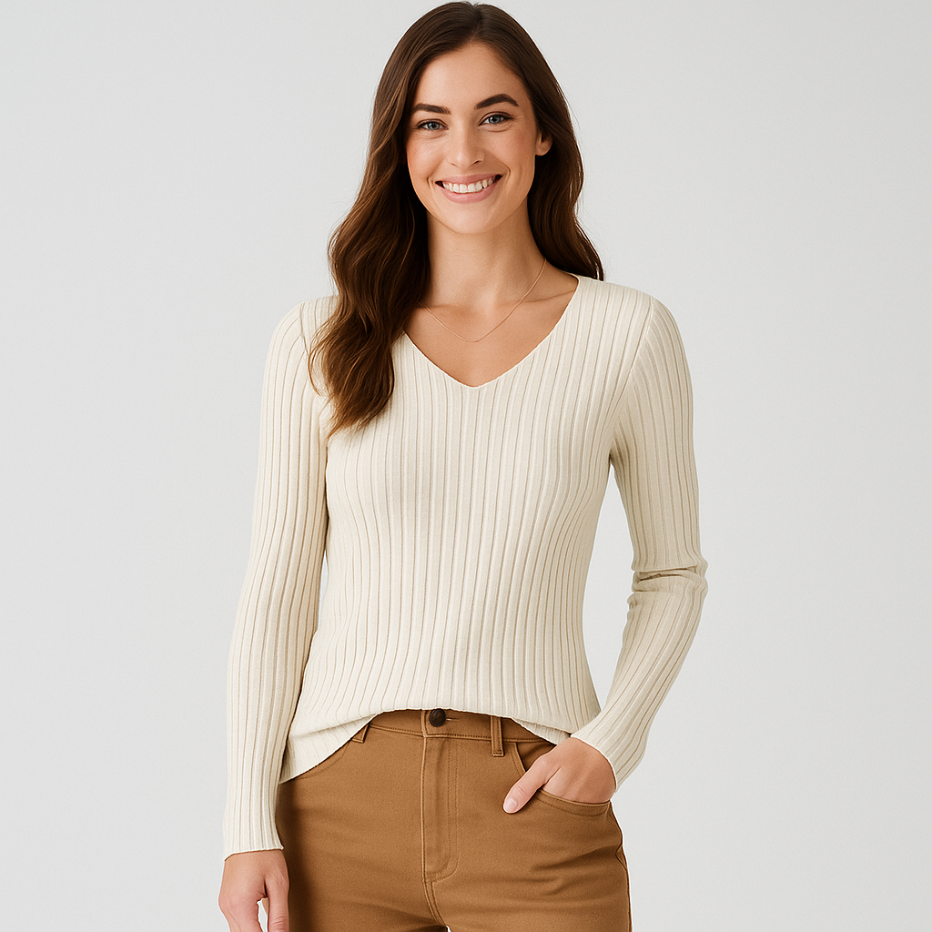 Women's V-Neck Long Sleeve Pullover Top - Stylish Blouse for Women