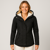 Women's Long Winter Coat - Elegant Warm Wool Puffer Coat for Cold Weather