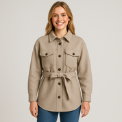 Women's Coat - Medium-Length Winter Coat for Women with Belt and Button Closure