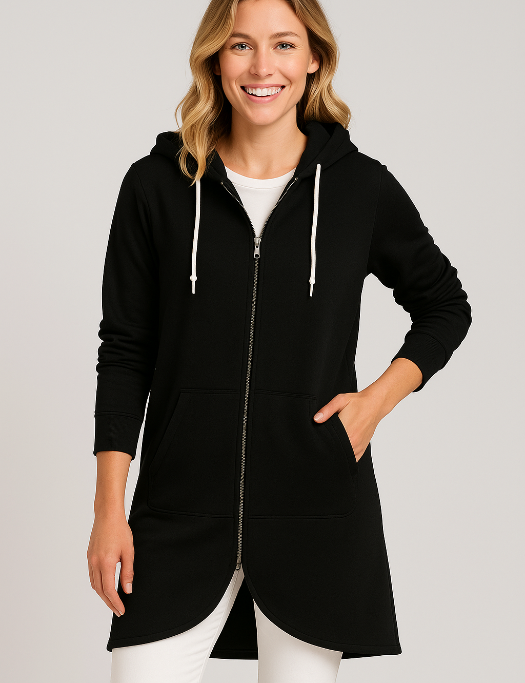 Women's Medium-Length Hooded Jacket - Stylish & Versatile Women's Coats