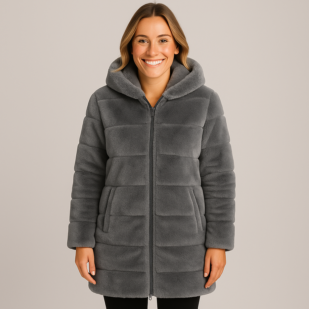 Women's Winter Coat with Hood - Thick Fleece Fabric for Warmth and Style