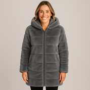 Women's Winter Coat with Hood - Thick Fleece Fabric for Warmth and Style