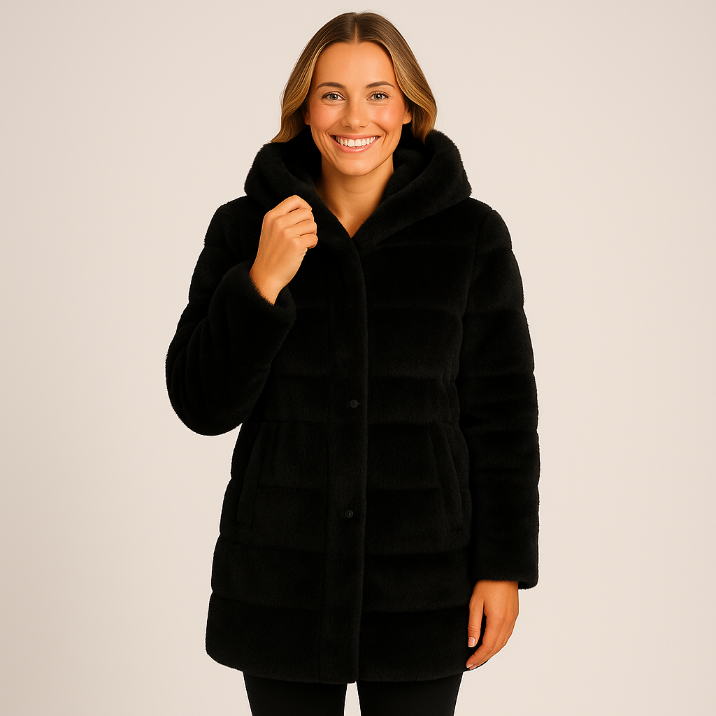 Women's Winter Coat with Hood - Thick Fleece Fabric for Warmth and Style