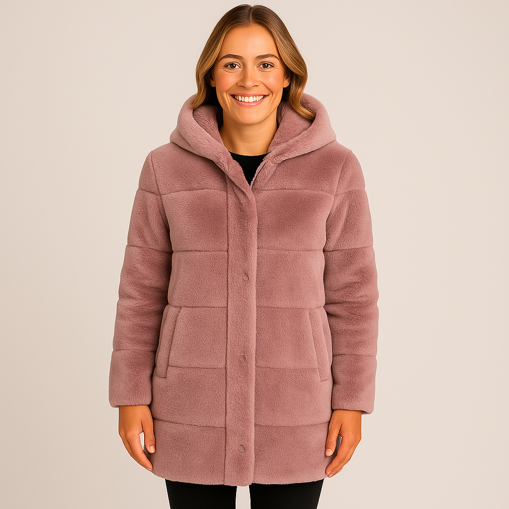 Women's Winter Coat with Hood - Thick Fleece Fabric for Warmth and Style