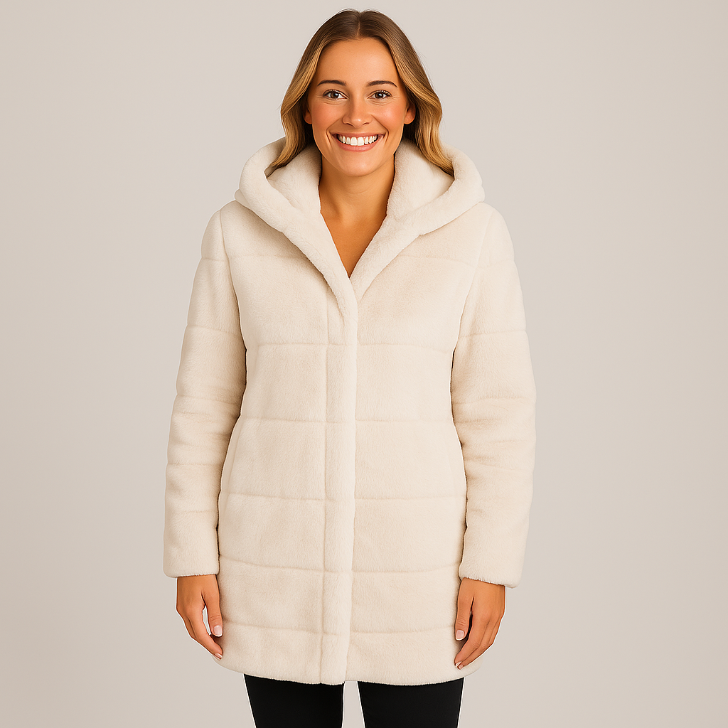 Women's Winter Coat with Hood - Thick Fleece Fabric for Warmth and Style