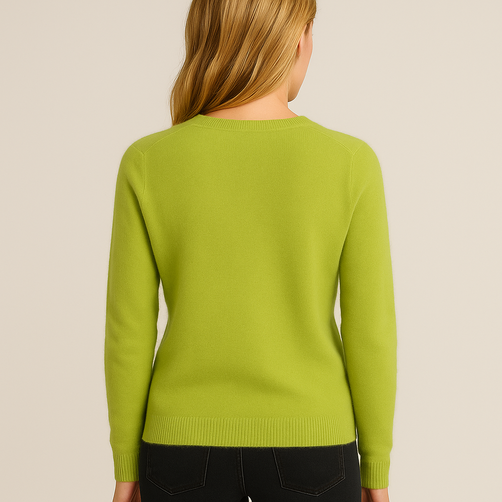 Women's Merino Wool Pullover Sweater - Classic O-Neck Cable Knit