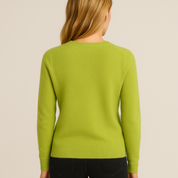 Women's Merino Wool Pullover Sweater - Classic O-Neck Cable Knit
