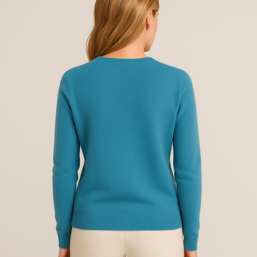 Women's Merino Wool Pullover Sweater - Classic O-Neck Cable Knit