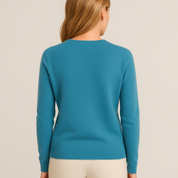 Women's Merino Wool Pullover Sweater - Classic O-Neck Cable Knit
