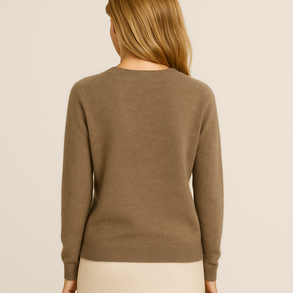 Women's Merino Wool Pullover Sweater - Classic O-Neck Cable Knit