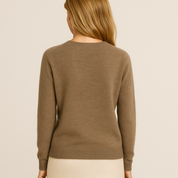 Women's Merino Wool Pullover Sweater - Classic O-Neck Cable Knit
