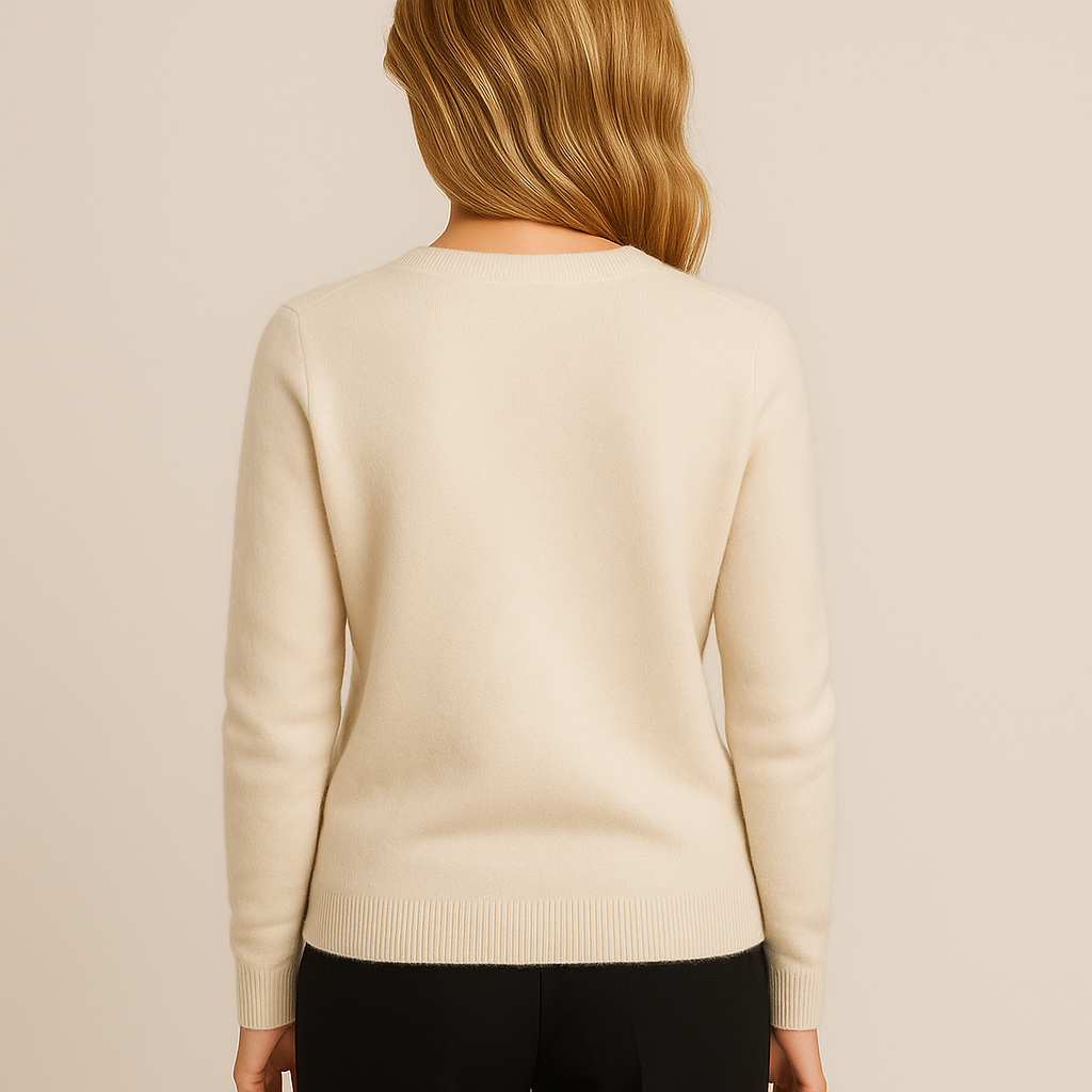 Women's Merino Wool Pullover Sweater - Classic O-Neck Cable Knit