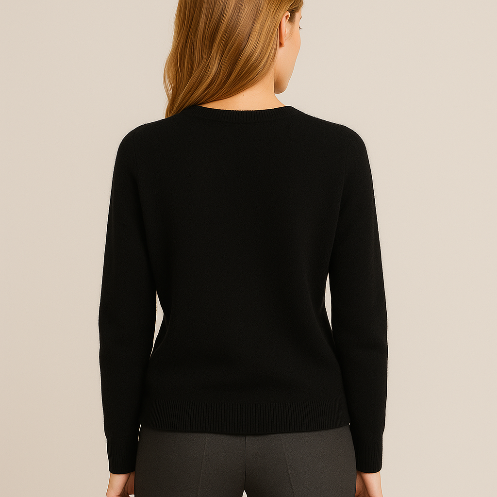 Women's Merino Wool Pullover Sweater - Classic O-Neck Cable Knit
