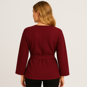 Women's Slim Fit Cardigan Sweater with V Neck and Sashes for Autumn