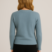 Women's Long Sleeve Knitted Cardigan - Soft Ruffle Design for Autumn Wear