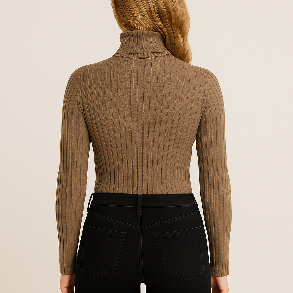 Women's Turtleneck Sweater - Elegant Soft Knitted Slim Fit Pullover