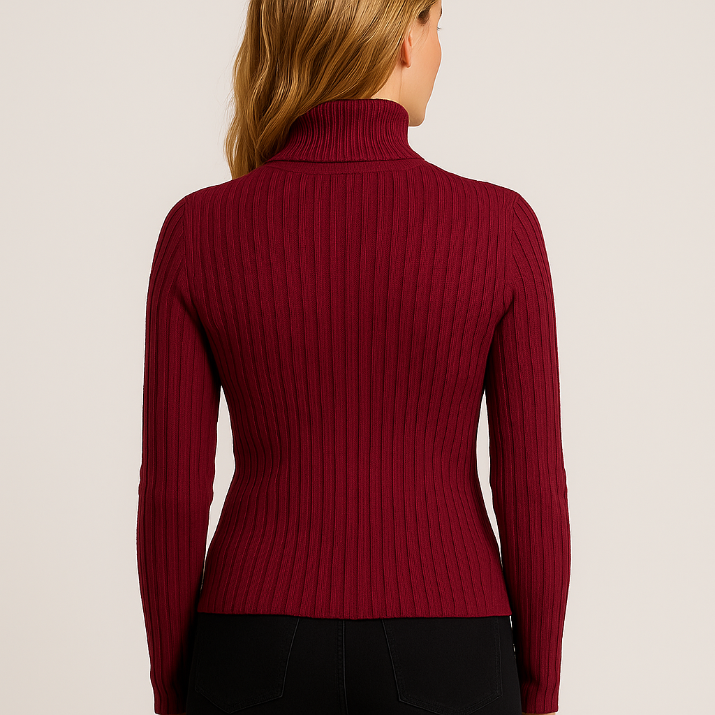 Women's Turtleneck Sweater - Elegant Soft Knitted Slim Fit Pullover