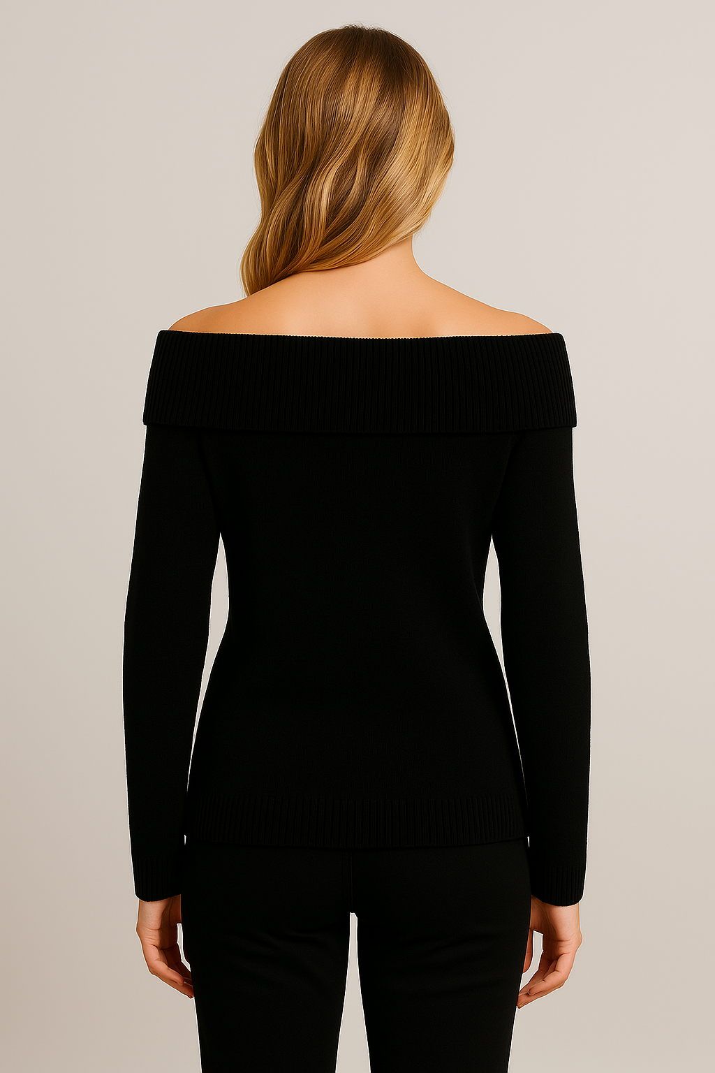 Women's Off The Shoulder Sweater - Long Sleeve Knitted Casual Top