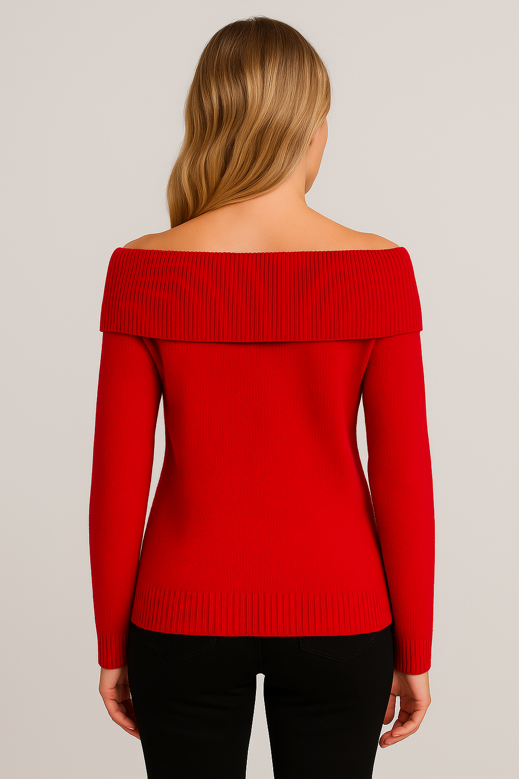 Women's Off The Shoulder Sweater - Long Sleeve Knitted Casual Top