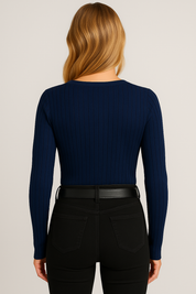 Women's V-Neck Long Sleeve Pullover Top - Stylish Blouse for Women