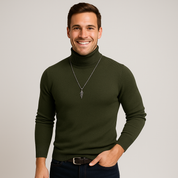 Men's Slim Fit Turtleneck Sweater - Stylish Warm Knit for Winter