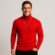 Men's Slim Fit Turtleneck Sweater - Stylish Warm Knit for Winter