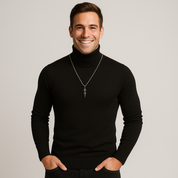 Men's Slim Fit Turtleneck Sweater - Stylish Warm Knit for Winter