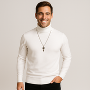 Men's Slim Fit Turtleneck Sweater - Stylish Warm Knit for Winter