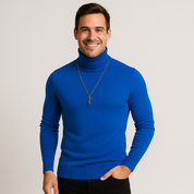 Men's Slim Fit Turtleneck Sweater - Stylish Warm Knit for Winter