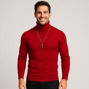 Men's Slim Fit Turtleneck Sweater - Stylish Warm Knit for Winter