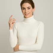 Women's Knitted Turtleneck Sweater - Cozy Striped Design for Autumn & Winter