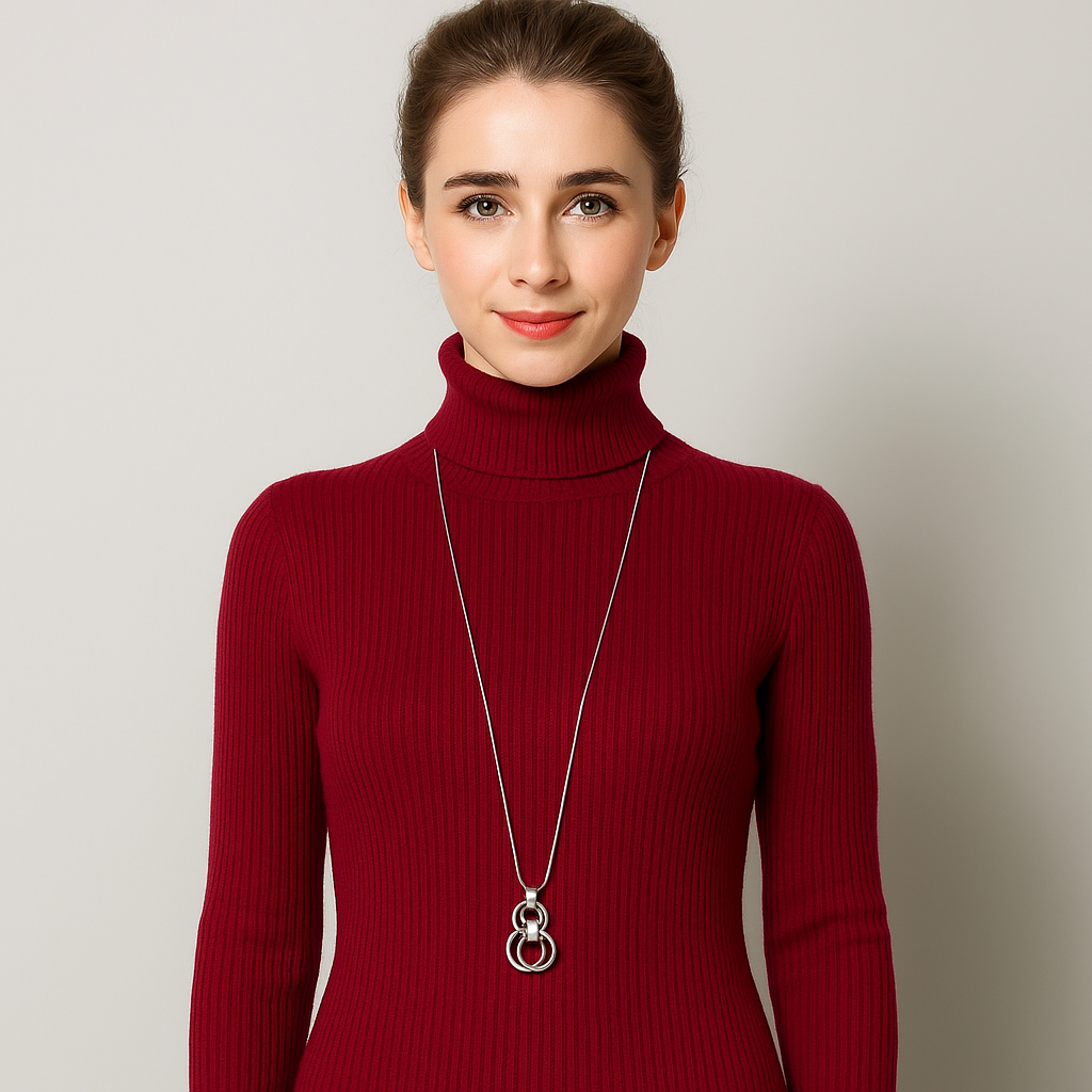 Women's Knitted Turtleneck Sweater - Cozy Striped Design for Autumn & Winter