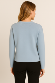 Women's Fitted Knit Cardigan Sweater with V-Neck and Side Split Hem