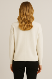 Women's Fitted Knit Cardigan Sweater with V-Neck and Side Split Hem