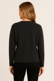 Women's Fitted Knit Cardigan Sweater with V-Neck and Side Split Hem