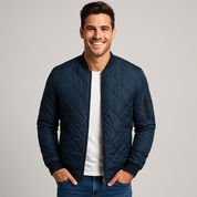 Men's Winter Jacket - Stylish Quilted Bomber Coat with Thick Collar