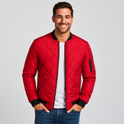 Men's Winter Jacket - Stylish Quilted Bomber Coat with Thick Collar