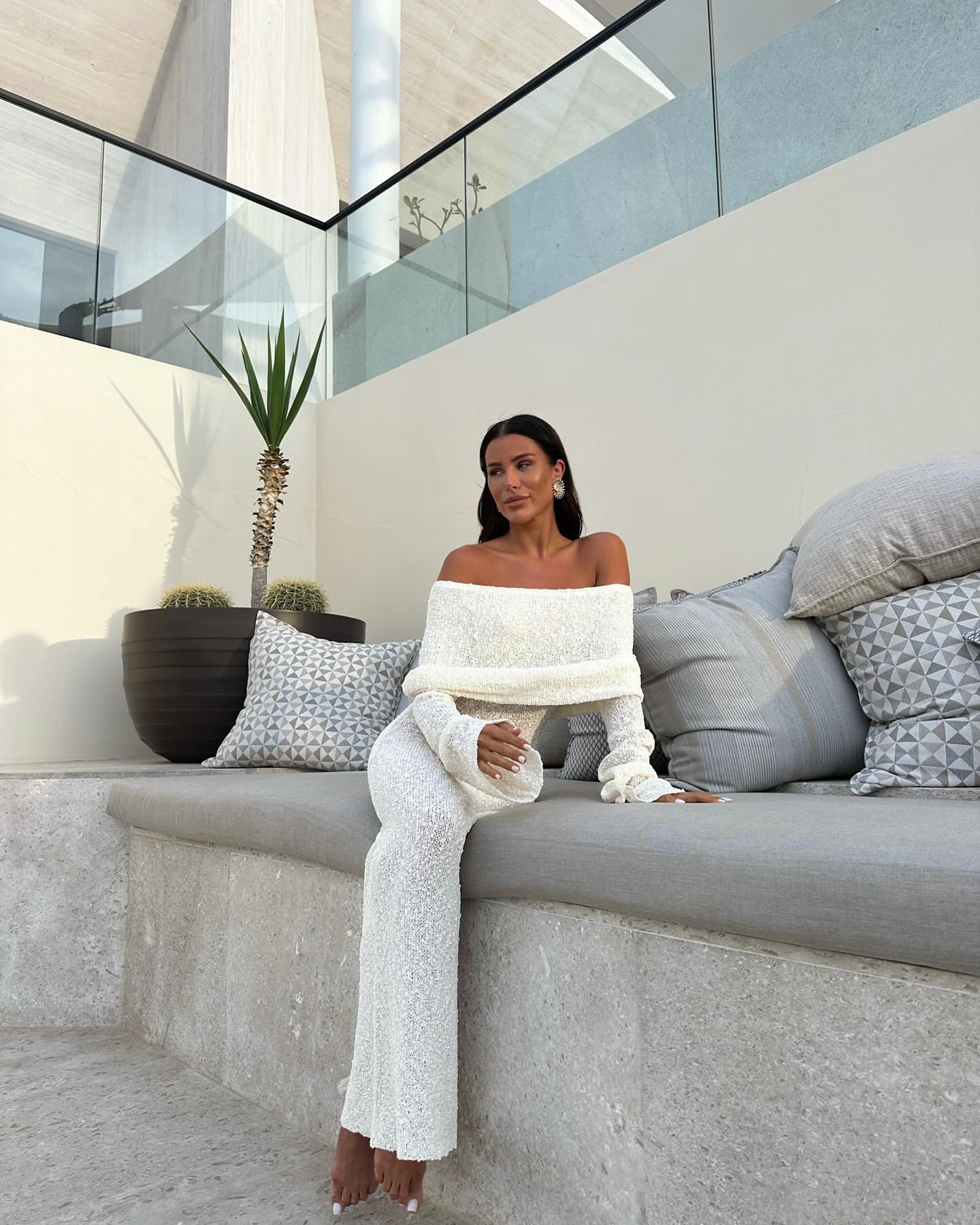 Arianne Bouclé Off-Shoulder Maxi Dress