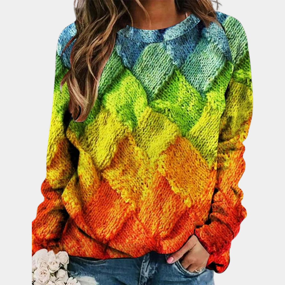 Women's Colorful Sweater with Trendy Prints - Soft, Vibrant & Stylish Designs 3