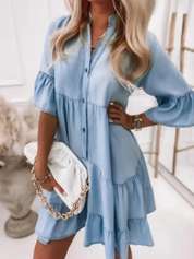 Bonnie Loose Fit Denim Ruffle Summer Dress