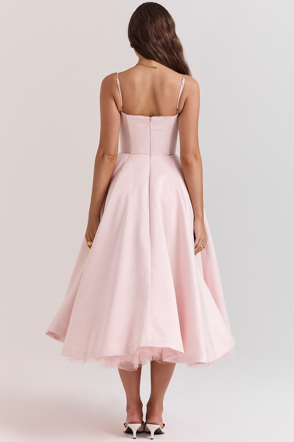 Mara Satin Midi Dress with Sweetheart Neckline