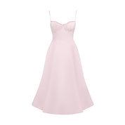 Mara Satin Midi Dress with Sweetheart Neckline